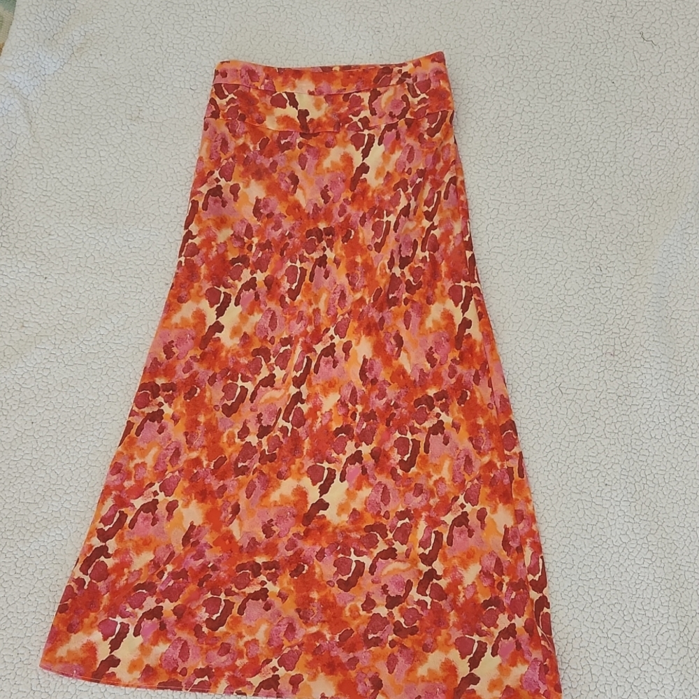 Free People Red and Pink Floral Skirt